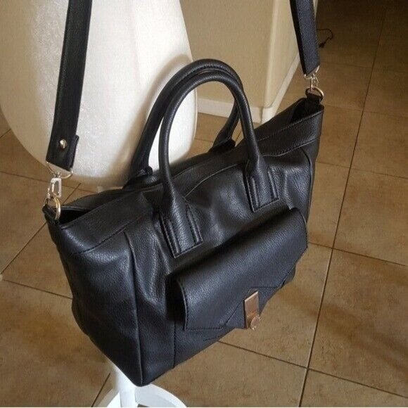 BCBGeneration Black Juliette Large Satchel Crossbody Bag - Picture 2 of 5